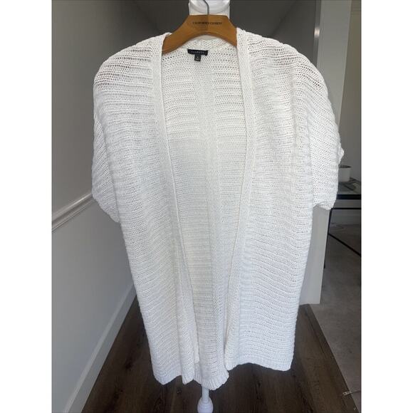 Talbots Women Sz S/M Linen Open Knit Sweater Open Cardigan Short Sleeve Coastal - Picture 1 of 9